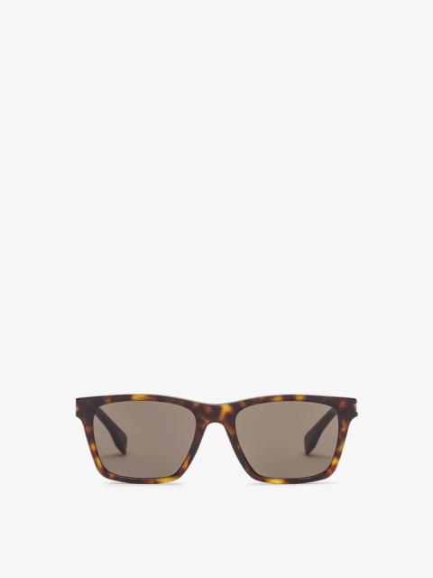 FENDI Rectangular Fendi Essential sunglasses in Havana acetate. Light gold-colored metal detail and engrav