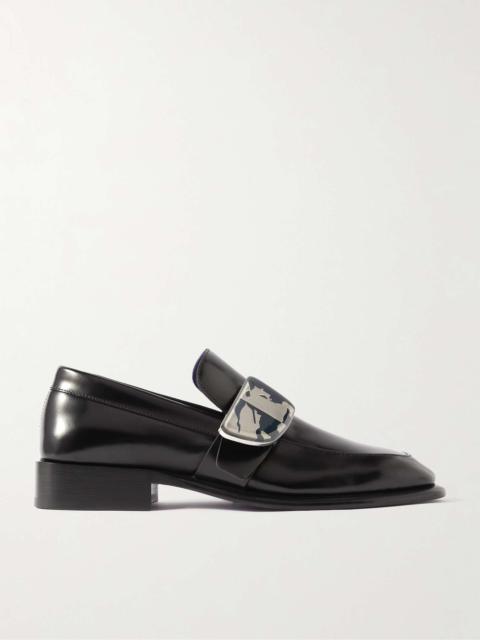 Embellished Leather Monk-Strap Loafers