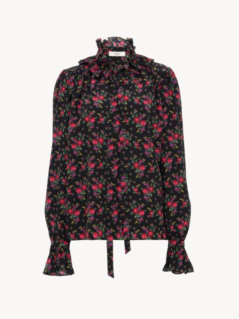 Chloé TIE-FRONT RUFFLED BLOUSE IN CRÊPE DE CHINE