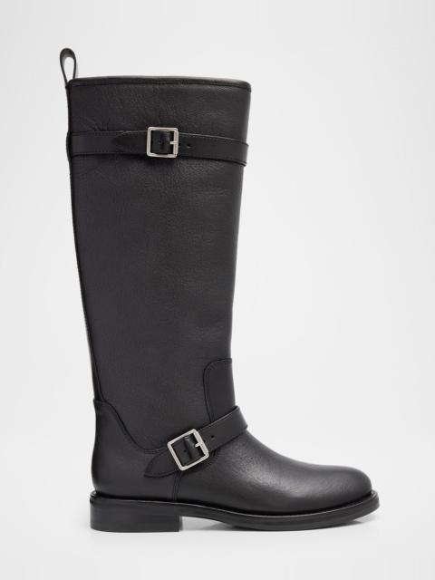 SIMKHAI Noah Leather Buckle Knee-High Boots