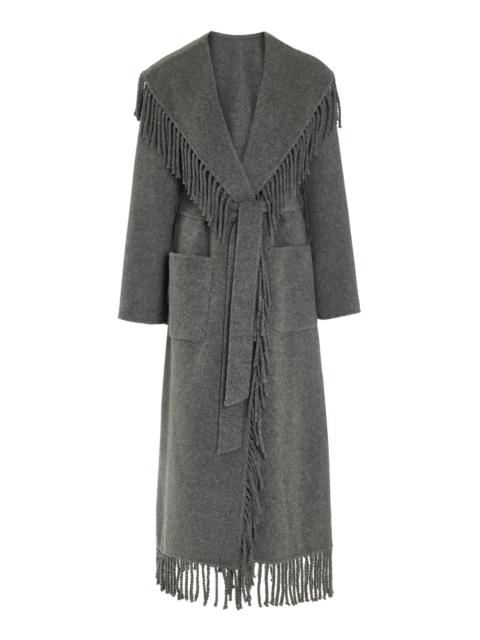 SIMKHAI Carrie Fringed Robe Coat grey