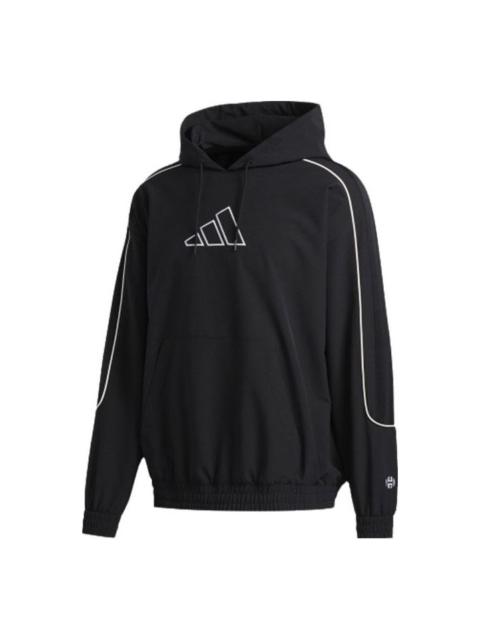 adidas Hrd Cu Embroidered Logo hooded Pullover Long Sleeves Black FR5736