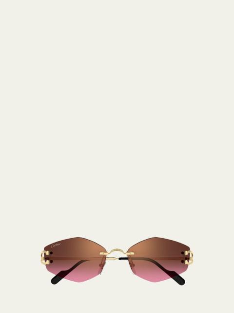 Cartier 56mm Geometric Oval Sunglasses