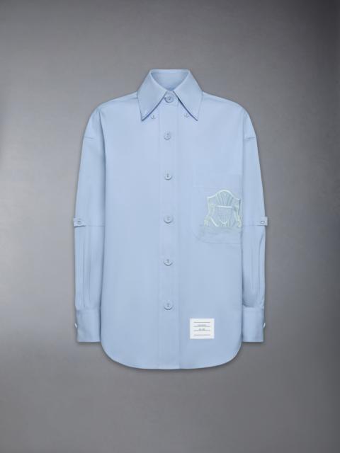Thom Browne SOLID POPLIN CREST EMBROIDERY ARMBAND SUPERSIZED SHIRT