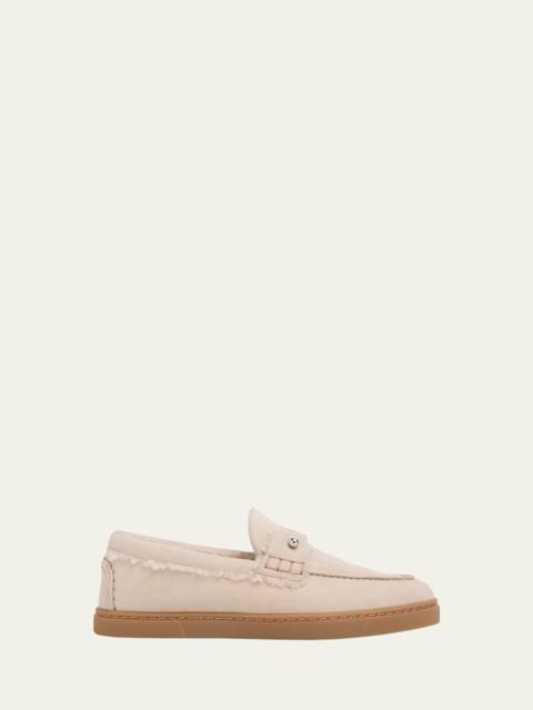Christian Louboutin Chambeliboat Donna Shearling-Lined Suede Red Sole Boat Shoes