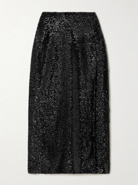 EMILIA WICKSTEAD Kanji Sequined Crepe Midi Skirt