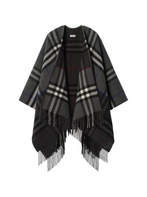 Burberry contrast check cashmere wool cape