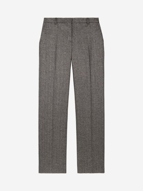 The Kooples GOLD AND BLACK LUREX HERRINGBONE STRAIGHT-LEG PANTS