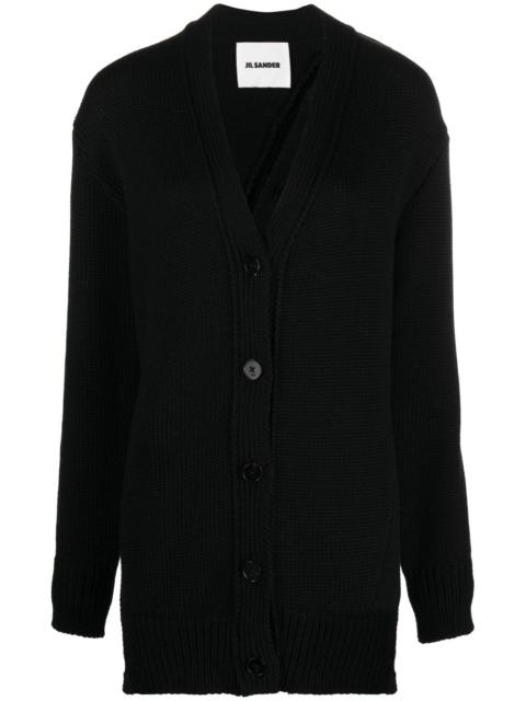 Jil Sander asymmetric button wool cardigan