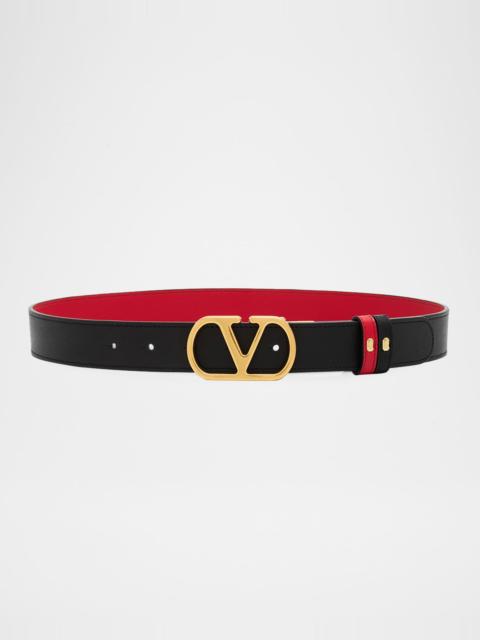 Valentino VLogo Signature Reversible Leather Belt, 30mm