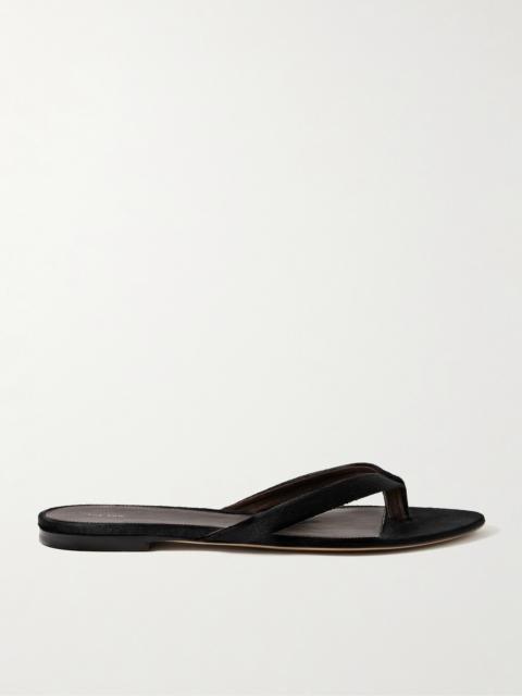 The Row Sacha Velvet Flip Flops