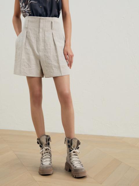 Brunello Cucinelli Wrinkled délavé linen tailored shorts