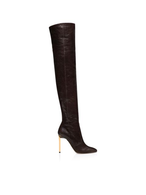 TOM FORD STAMPED PYTHON LEATHER CARINE OVER THE KNEE BOOT