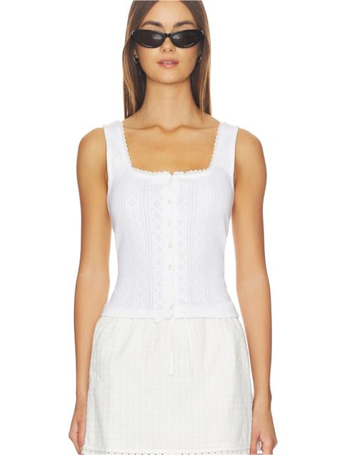 GOOD AMERICAN The Pointelle Button Down Tank Top
