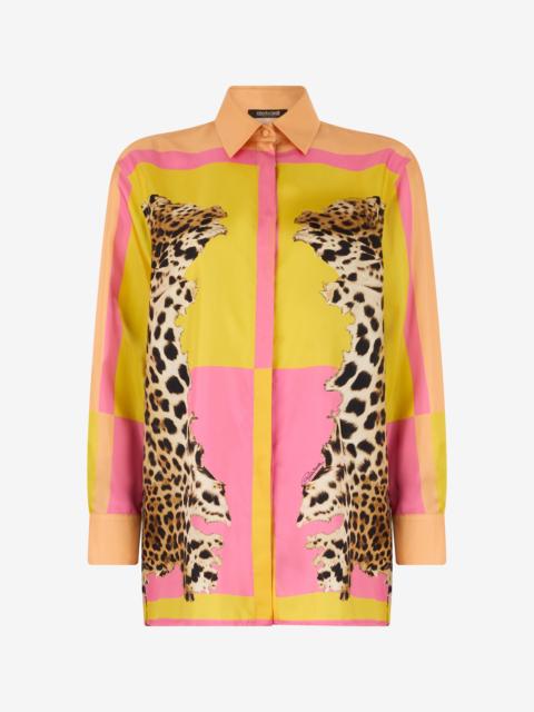 Roberto Cavalli Silk Shirt with Pop Horse Print