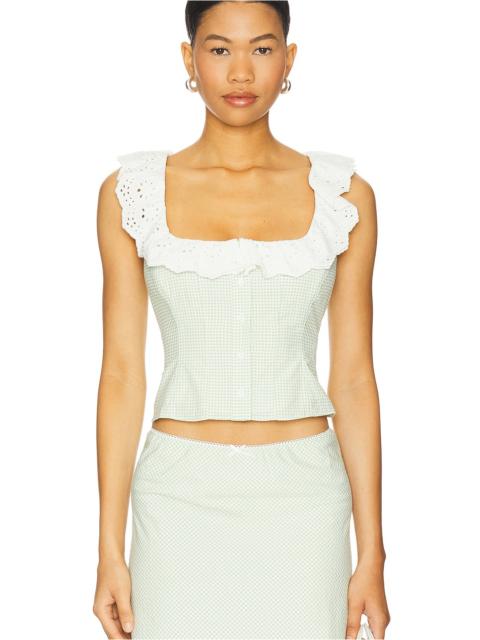 GUIZIO Gingham Paloma Lace Top