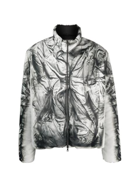 Compact-print high-neck jacket