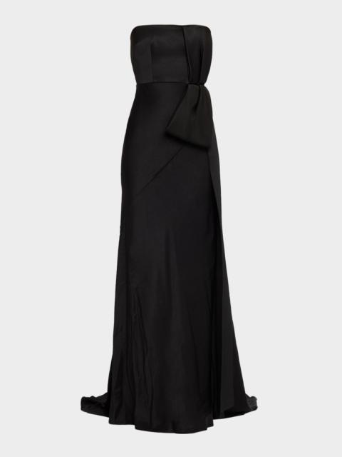 ALEX PERRY Strapless Gown With Bow In Satin Crepe