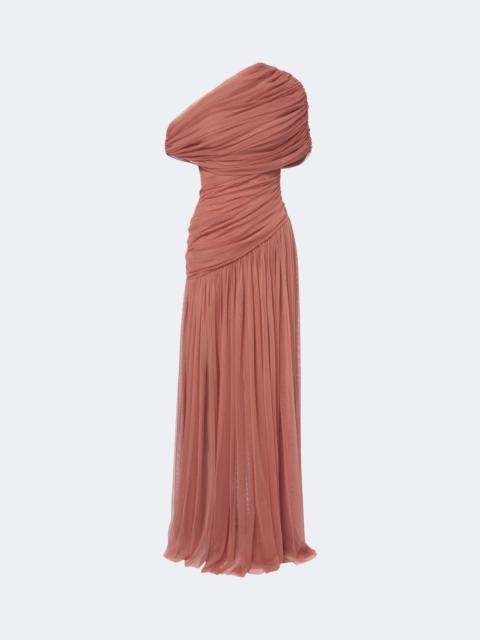 De La Vali Himalia asymmetric draped tulle maxi dress