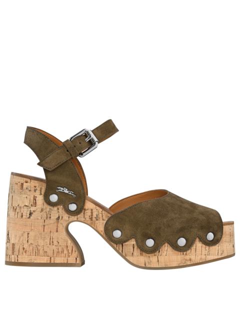 Longchamp La Cigale Sandals Olive - Leather