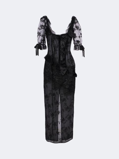 Alessandra Rich Bow-detail cotton-blend lace midi dress