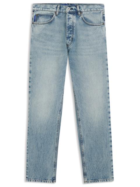 HUGO REGULAR-FIT JEANS IN BRIGHT-BLUE BROKEN-TWILL FABRIC