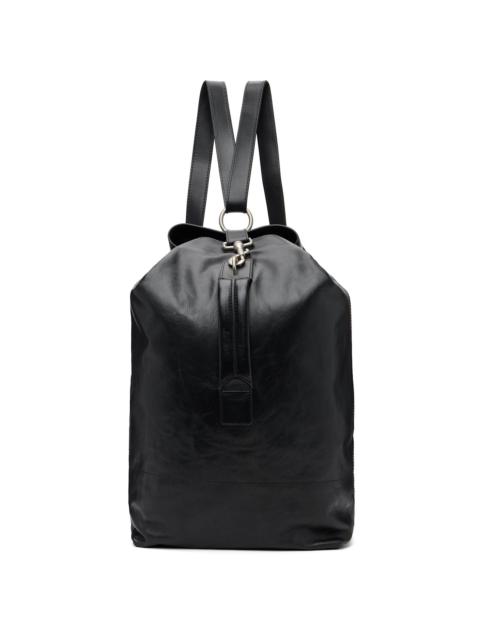 Dries Van Noten Black Adjustable Leather Backpack