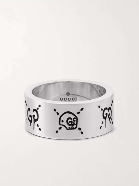 GUCCI Logo-Engraved Sterling Silver Ring