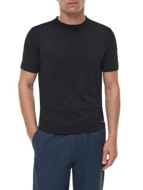 SIMKHAI Men's Duke Silk-Cotton Crewneck T-Shirt - Black