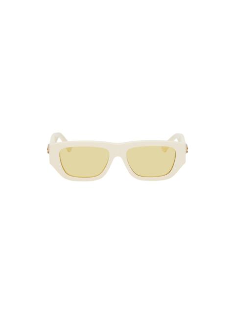 Bottega Veneta Off-White Rectangular Sunglasses