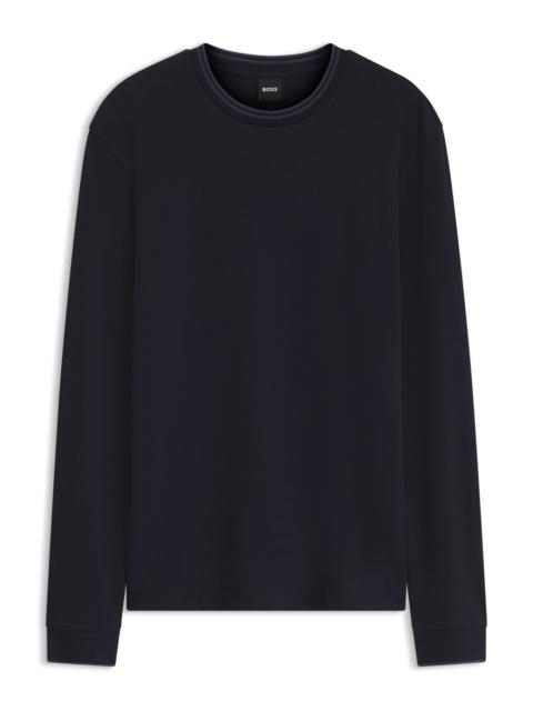 BOSS LONG-SLEEVE T-SHIRT IN WAFFLE-TEXTURED STRETCH COTTON