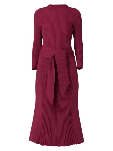 Shoshanna Women's Sam Knit Tie-Waist Midi-Dress - Burgundy