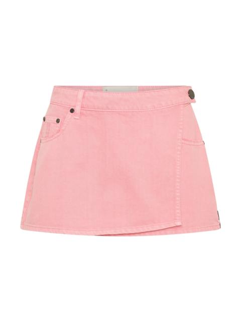 ONE TEASPOON Alexia Low Waist Wrap Mini Denim Skirt - Prism Pink