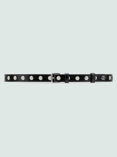 Thin belt with eyelet and stud motif