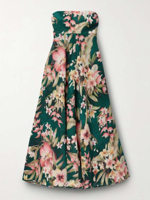 Lexi strapless floral-print linen midi dress