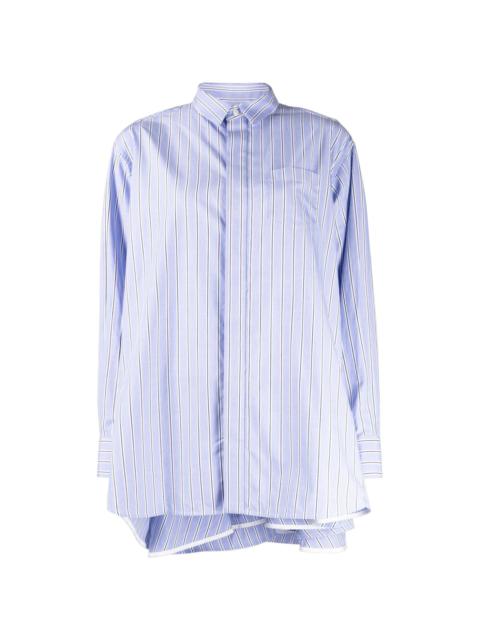 striped ruffle-trim cotton shirtdress