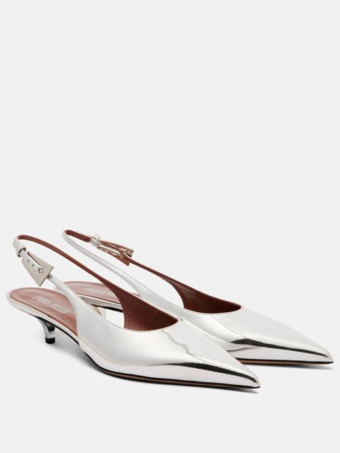 PARIS TEXAS Jessica mirrored leather slingback pumps