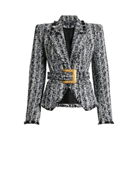 Balmain Two-tone tweed belted jacket