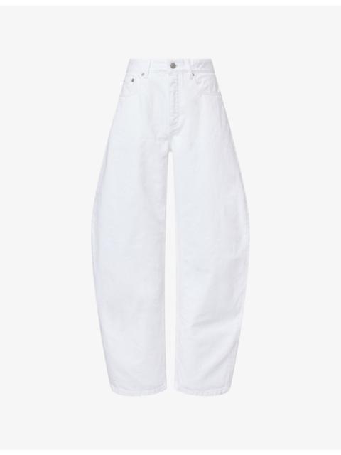 Alaïa Round Curved-Leg Cotton Denim Jeans