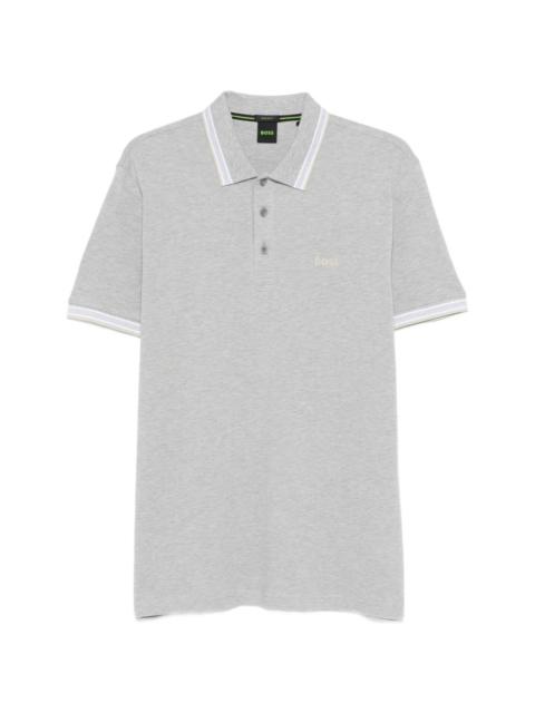 BOSS striped-collar polo shirt