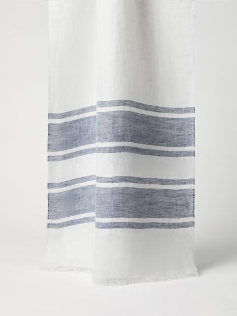 Brunello Cucinelli Linen batavia scarf with stripes