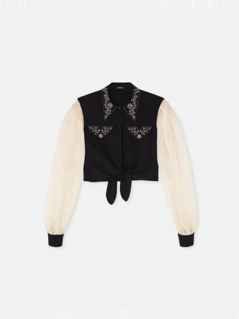 VERSACE Studded Georgette Crop Shirt