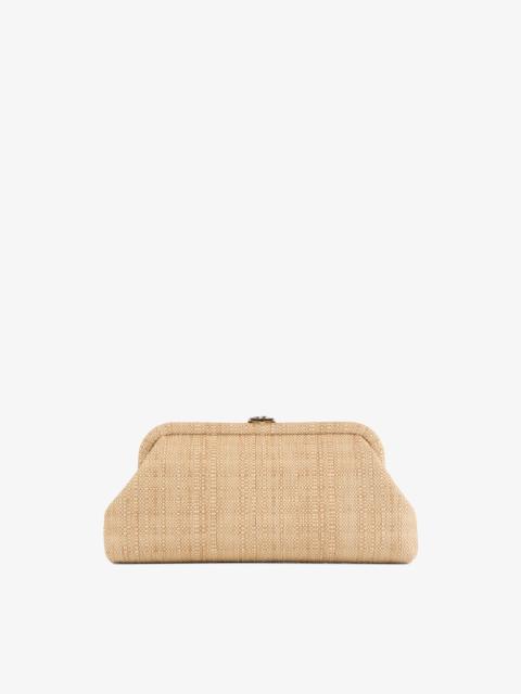 JIMMY CHOO Skylar Natural Fine Raffia Clutch Bag with Square JC Clasp