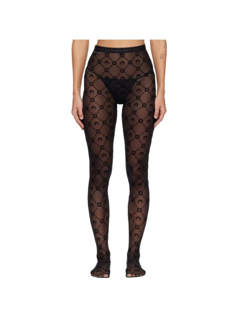 Marine Serre Black Moonogram Mesh Flock Tights