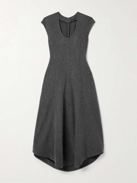 Delilah paneled felt midi dress Dark gray