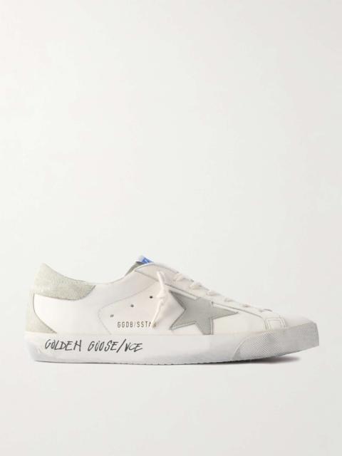 Super-Star Distressed Printed Suede-Trimmed Leather Sneakers