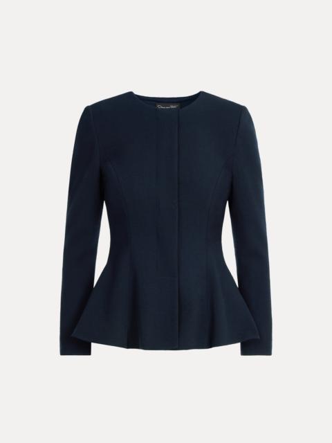 Oscar de la Renta PEPLUM WOOL-BLEND JACKET