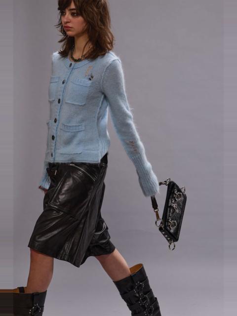 R13 ELONGATED SHRUNKEN CREWNECK CARDIGAN - LIGHT BLUE