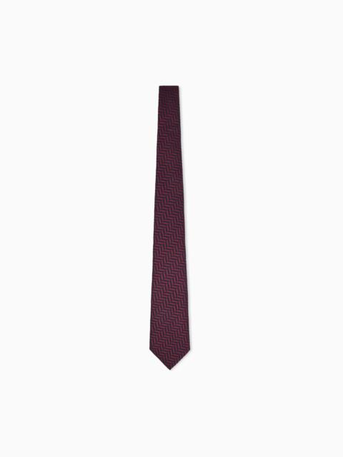 GIORGIO ARMANI SILK TIE WITH HERRINGBONE PATTERN