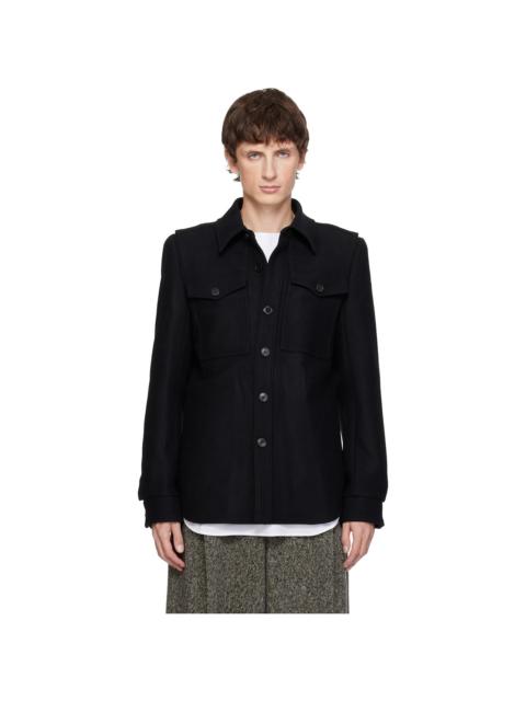 Dries Van Noten Black Constructed Wool Overshirt